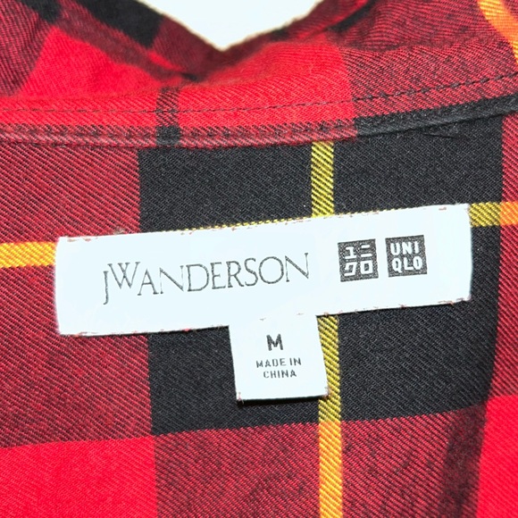 JW Anderson Uniqlo Mens Flannel Button Up Shirt Medium Tartan Plaid - Picture 5 of 8